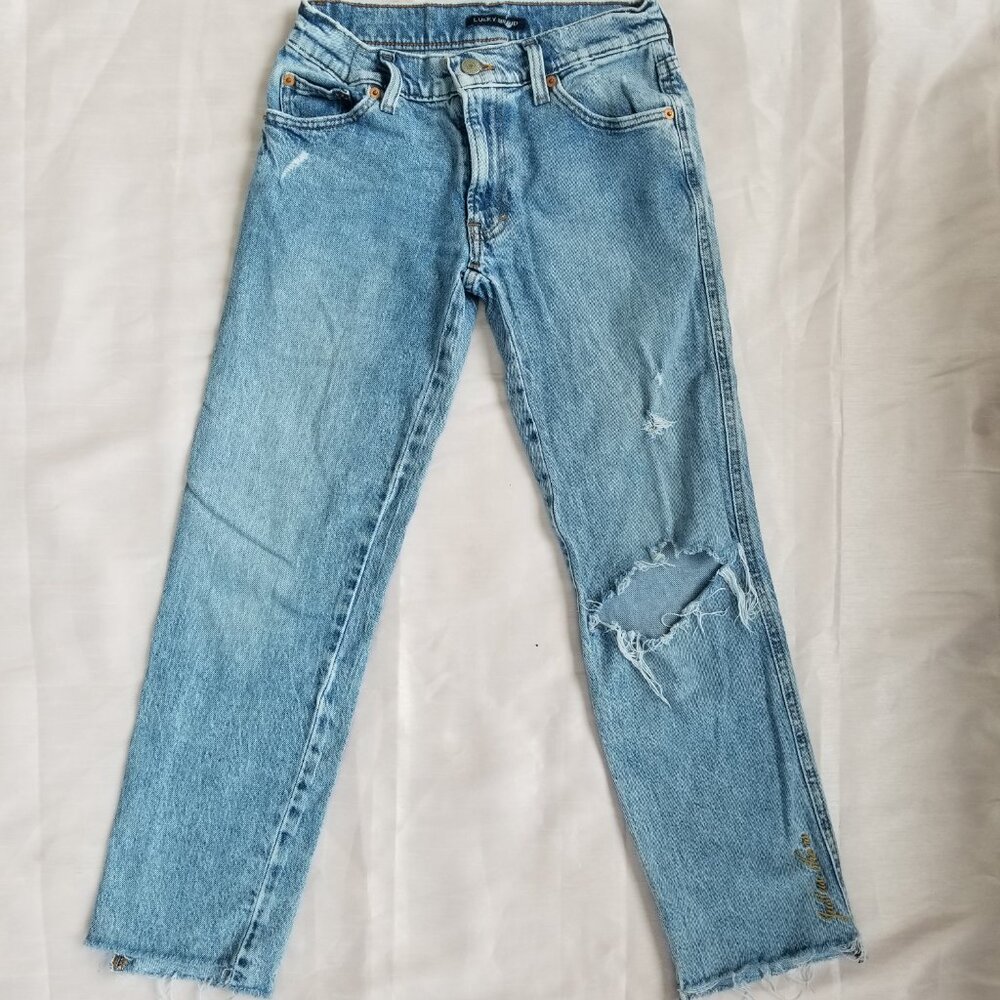 LUCKY BRAND CUT OFF MOM JEANS "JUST AS SHE IS" 90's CAPRIS STYLE SIZE 00/24